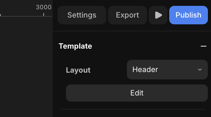 The Template section in the right panel with a Layout dropdown and an Edit button