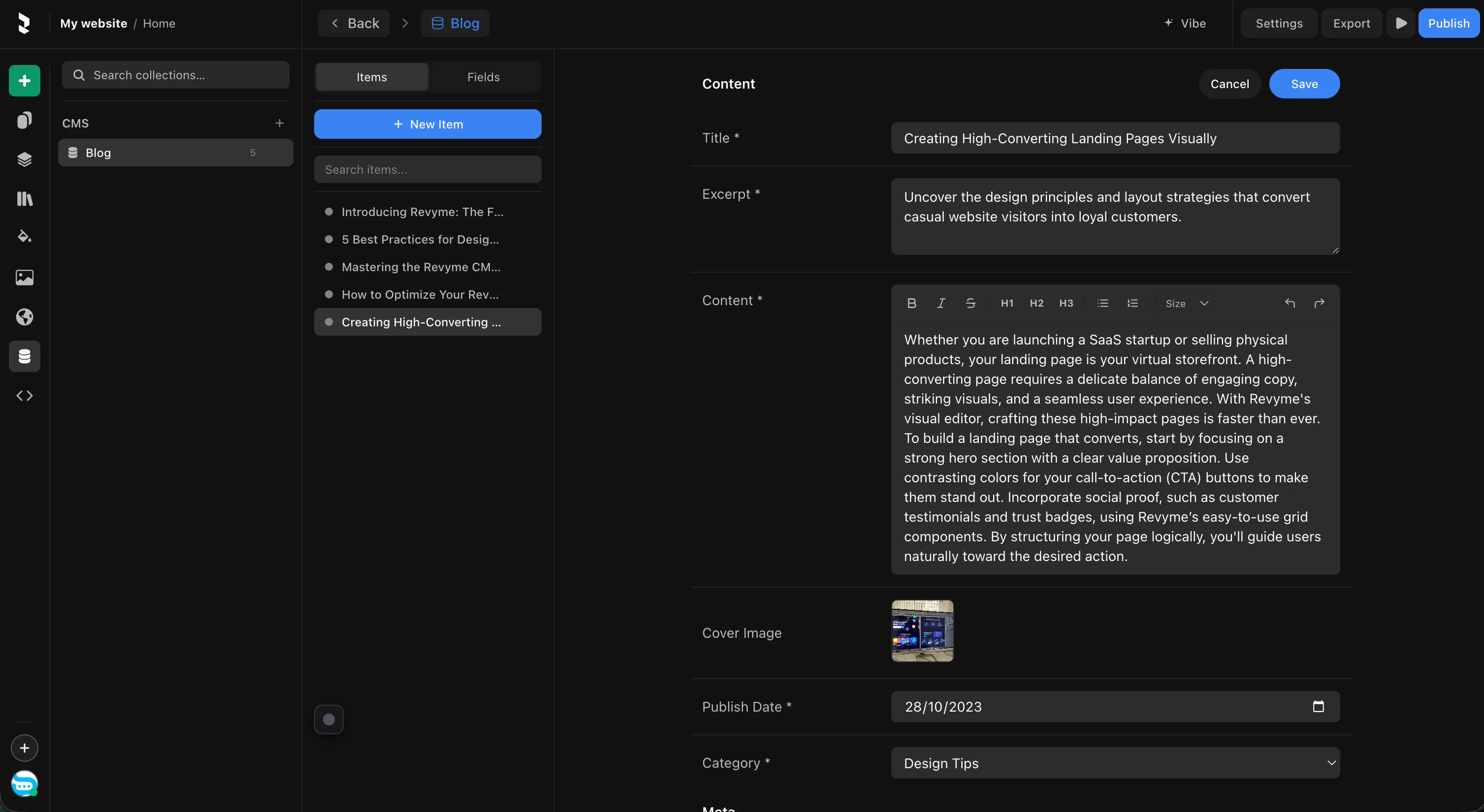 Built-in CMS