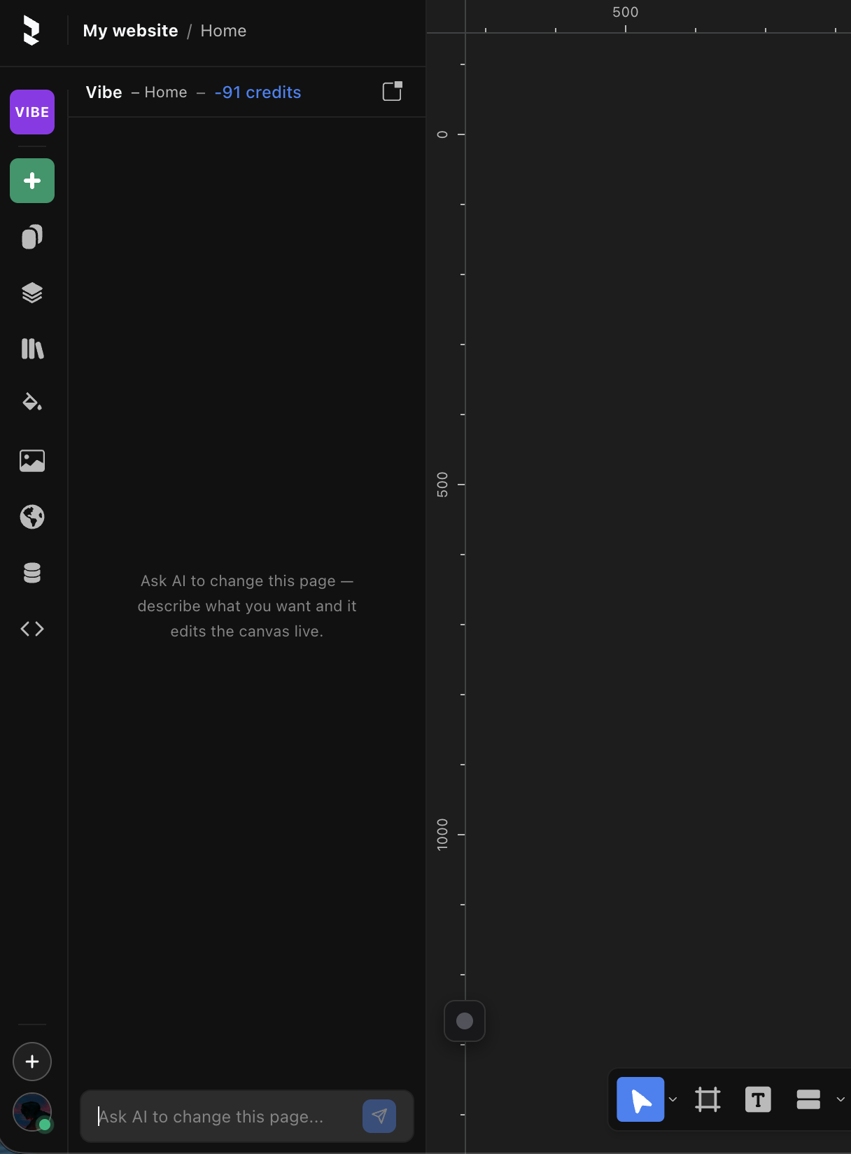 The Vibe panel docked in the left sidebar