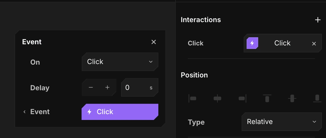 Adding an interaction event inside a component