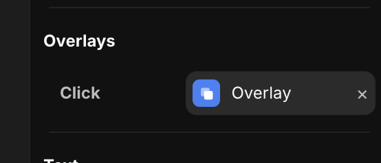 The Overlays section with an overlay added to a trigger