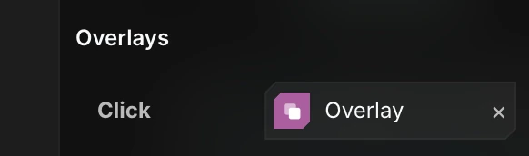 The Overlays section with an overlay added to a trigger