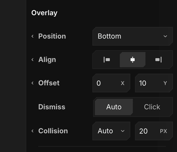 The Overlay tool with Show On and Overlay settings