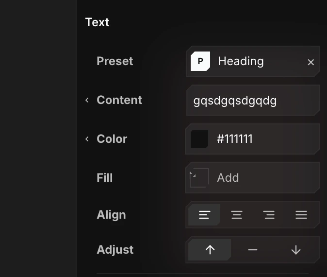 The Preset row at the top of the Text tool